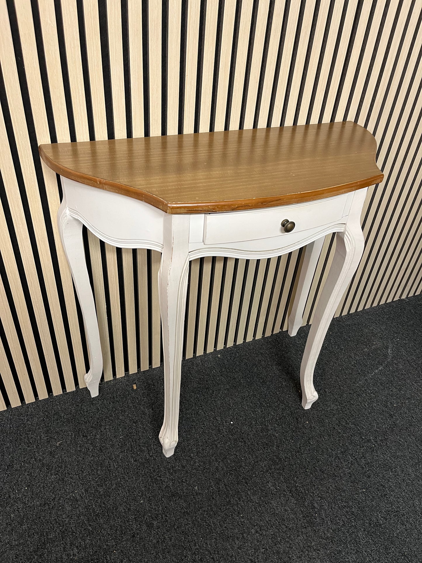 cream and oak laminate 1 drawer console table  2325