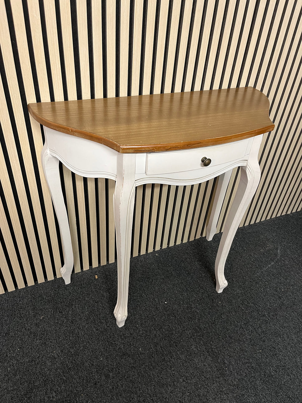 cream and oak laminate 1 drawer console table  2325