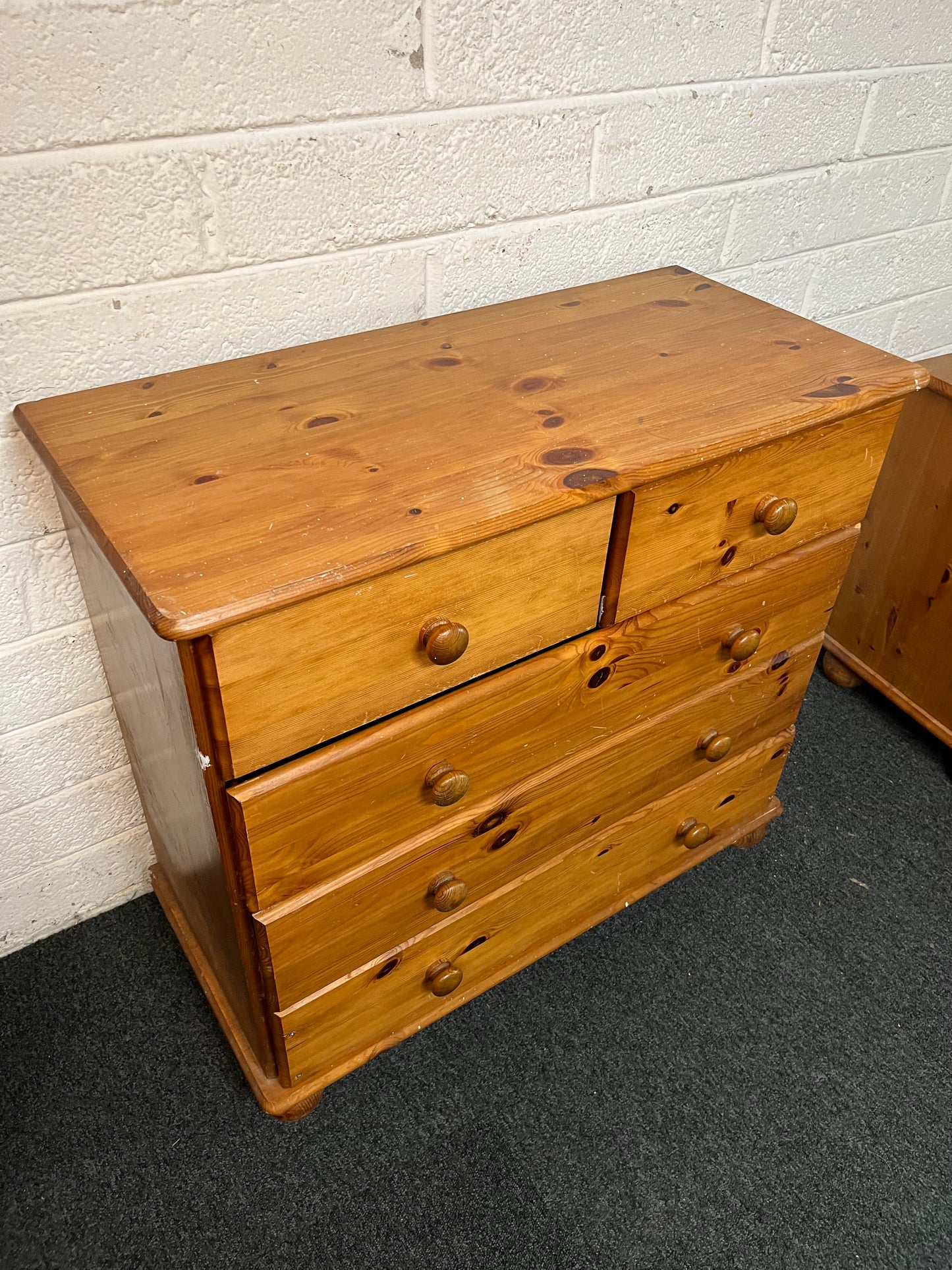 Natural pine 3+2 pine chest of drawers (H 73 x W 82 x D 39 cm) 1325