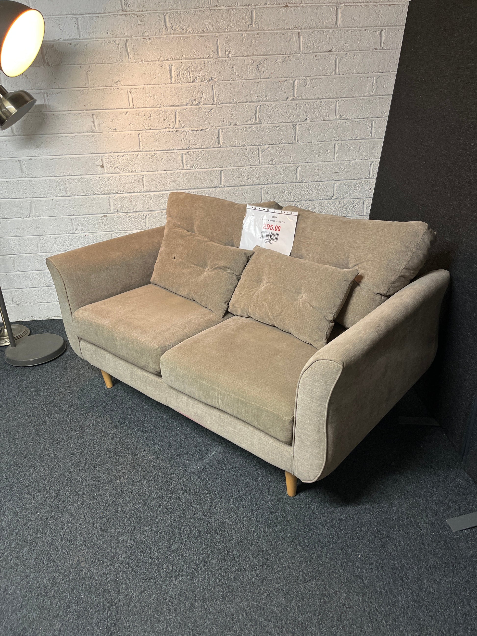 2 seater grey fabric sofa  1225