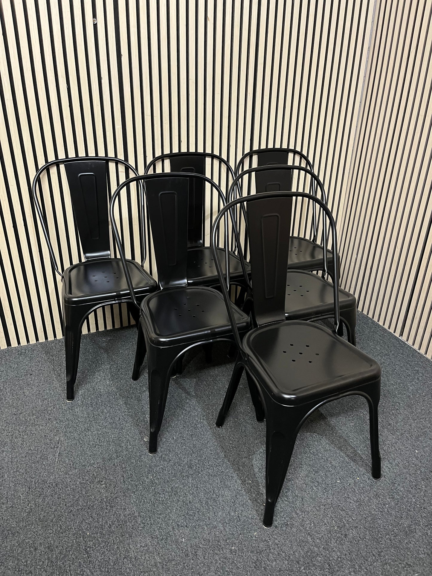 Solid black metal framed dining chairs (SET OF 6)  44154
