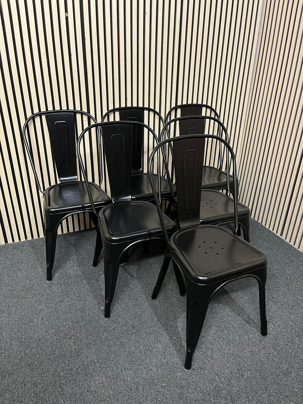 Solid black metal framed dining chairs (SET OF 6)  44154