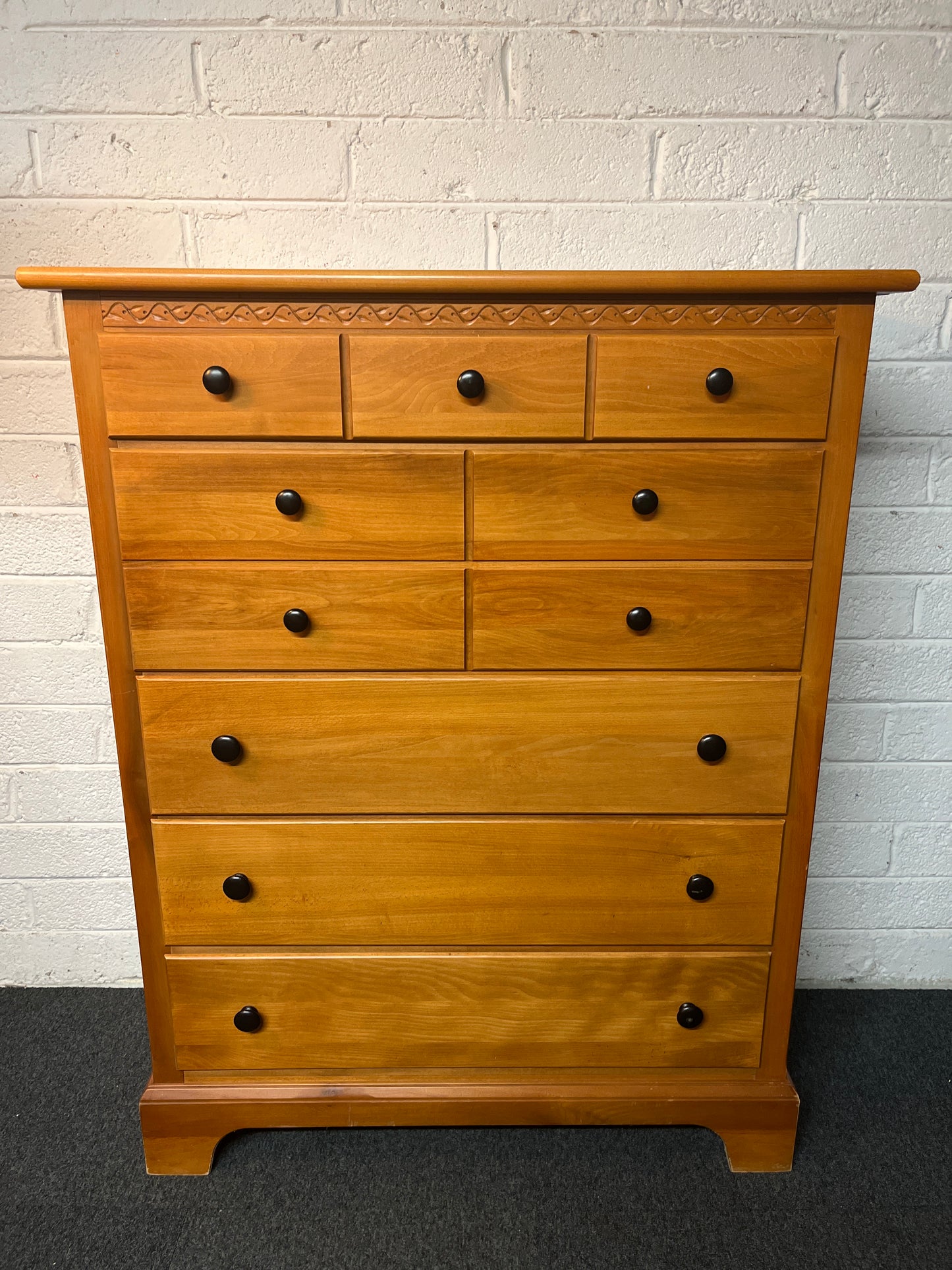 Tall 5 drawer American cherry chest of drawers (H 128 x W 100 x D 45 cm) 2225