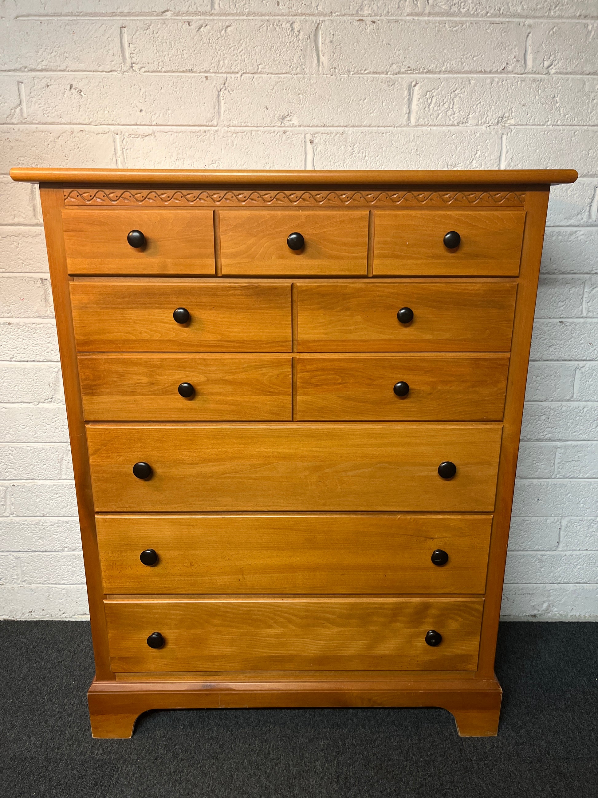 Tall 5 drawer American cherry chest of drawers (H 128 x W 100 x D 45 cm) 2225