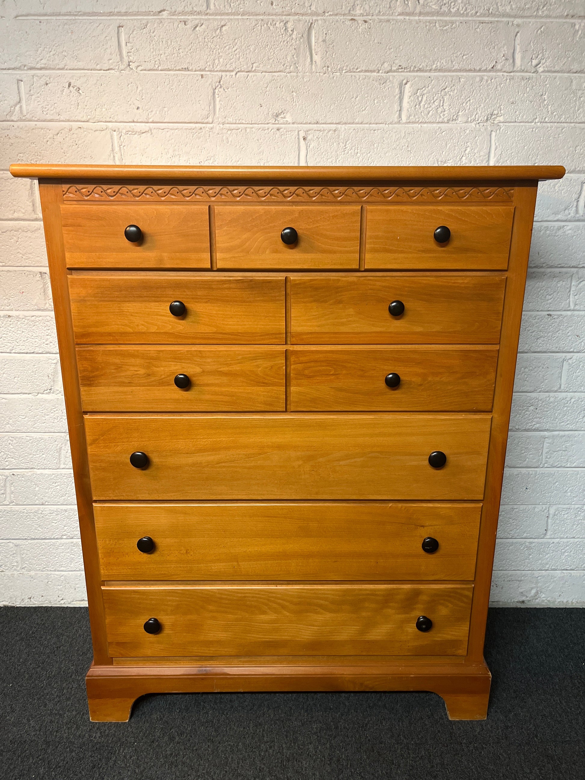Tall 5 drawer American cherry chest of drawers (H 128 x W 100 x D 45 cm) 2225