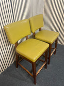 Green high back breakfast bar stool with walnut frame (SET OF 2)  44614