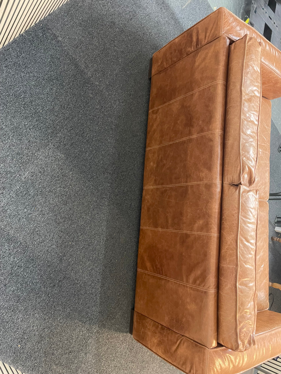 Large 2 seater soft tan leather sofa (2m width) 2425