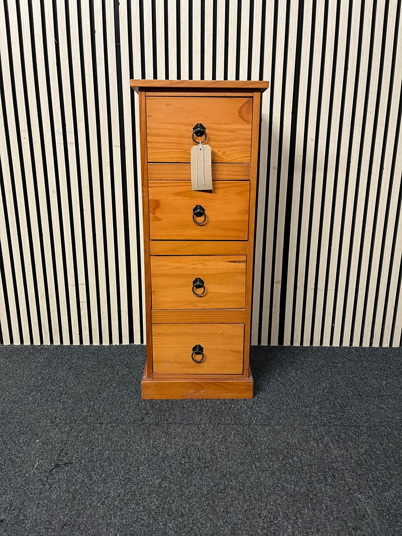 Tall slim 4 drawer pine locker (H 94 x W 36 x D 28 cm)  44766