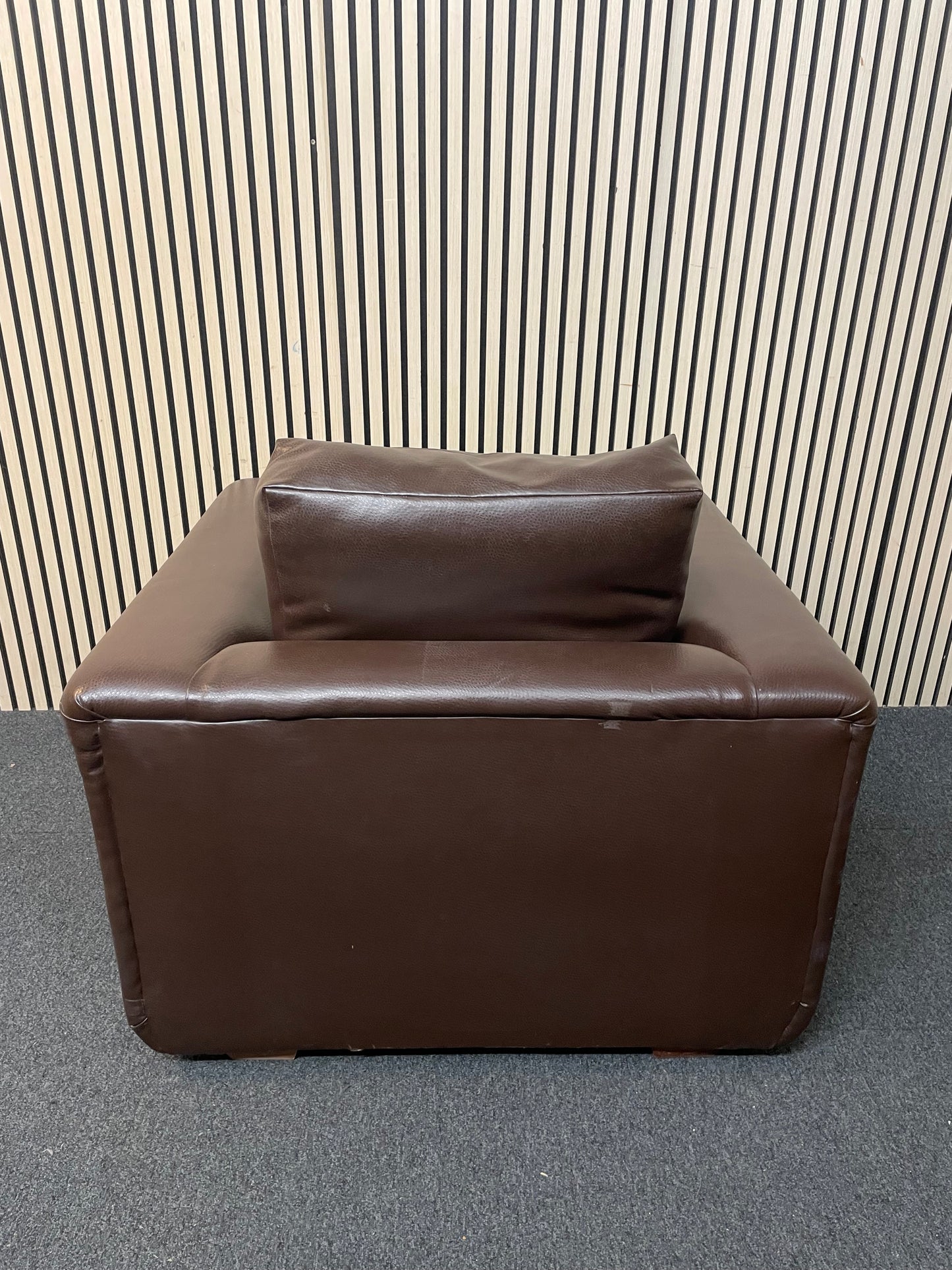 Brown PU leatherette box armchair 2425