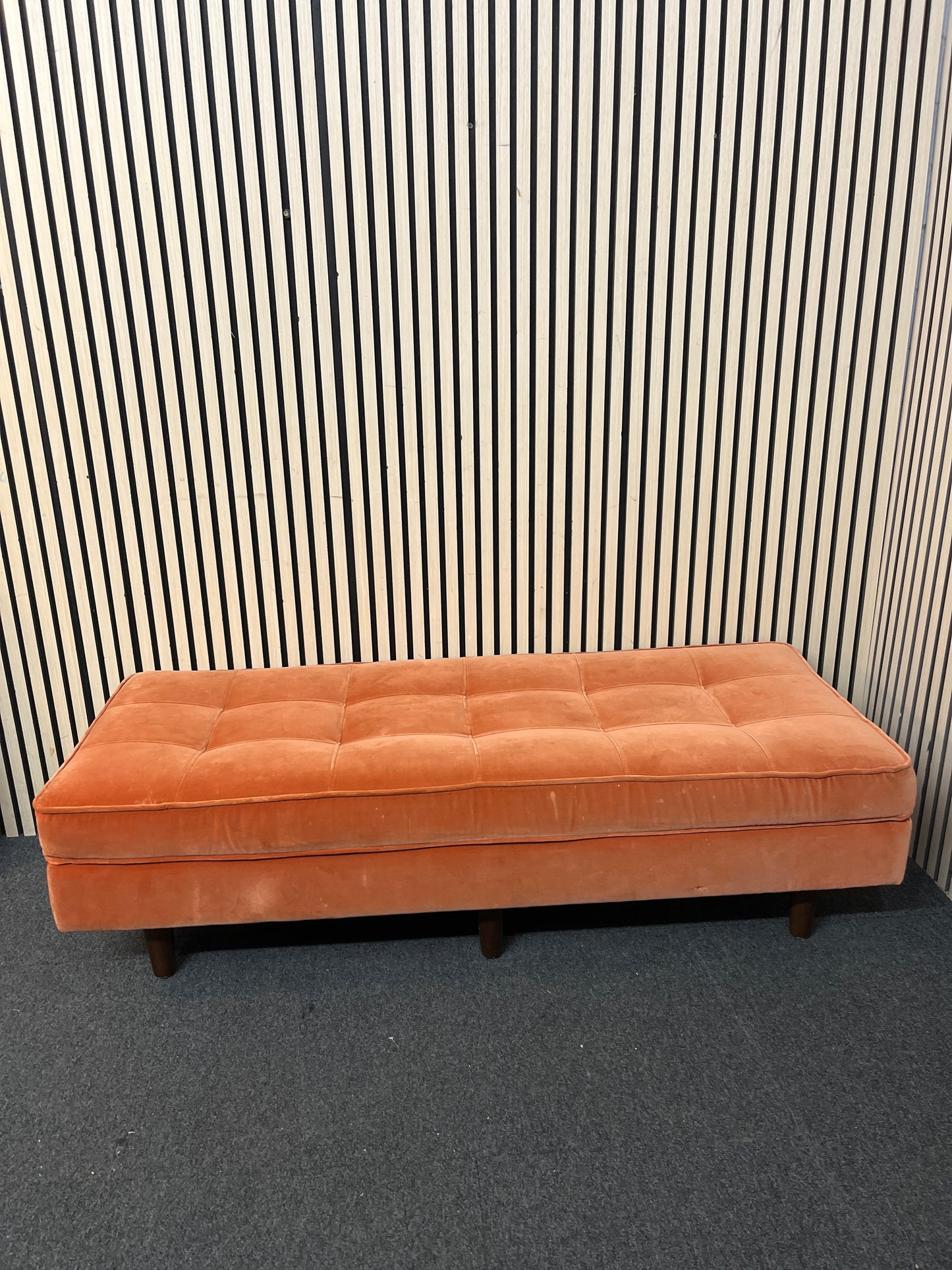 Large crushed orange fabric ottoman 43387