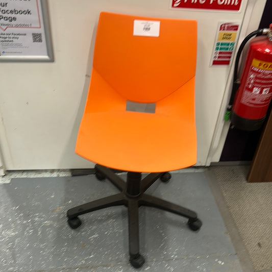Orange plastic swivel chair- no arms