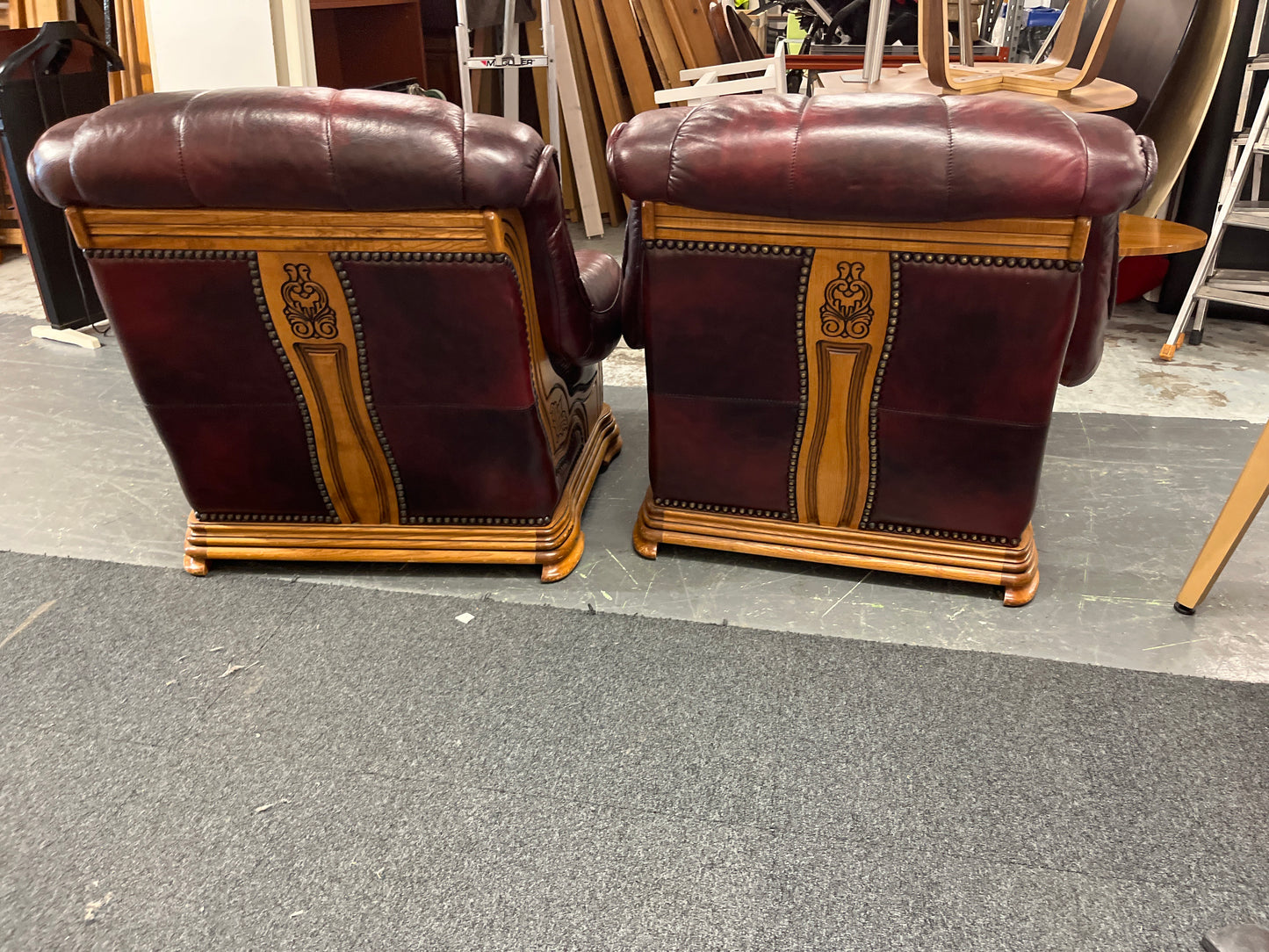 3+1+1 solid wood framed, real wine leather sofa suite 2325