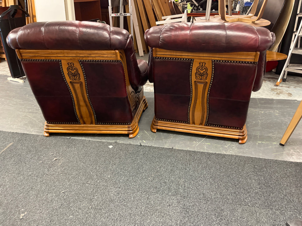 3+1+1 solid wood framed, real wine leather sofa suite 2325