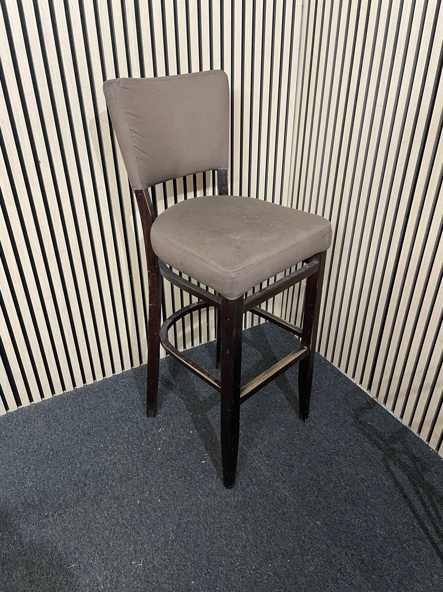 Brown fabric tall stools with back  1126