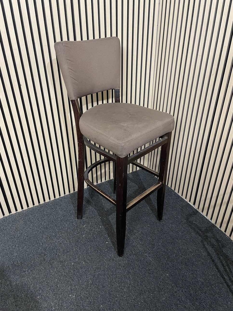 Brown fabric tall stools with back  1126