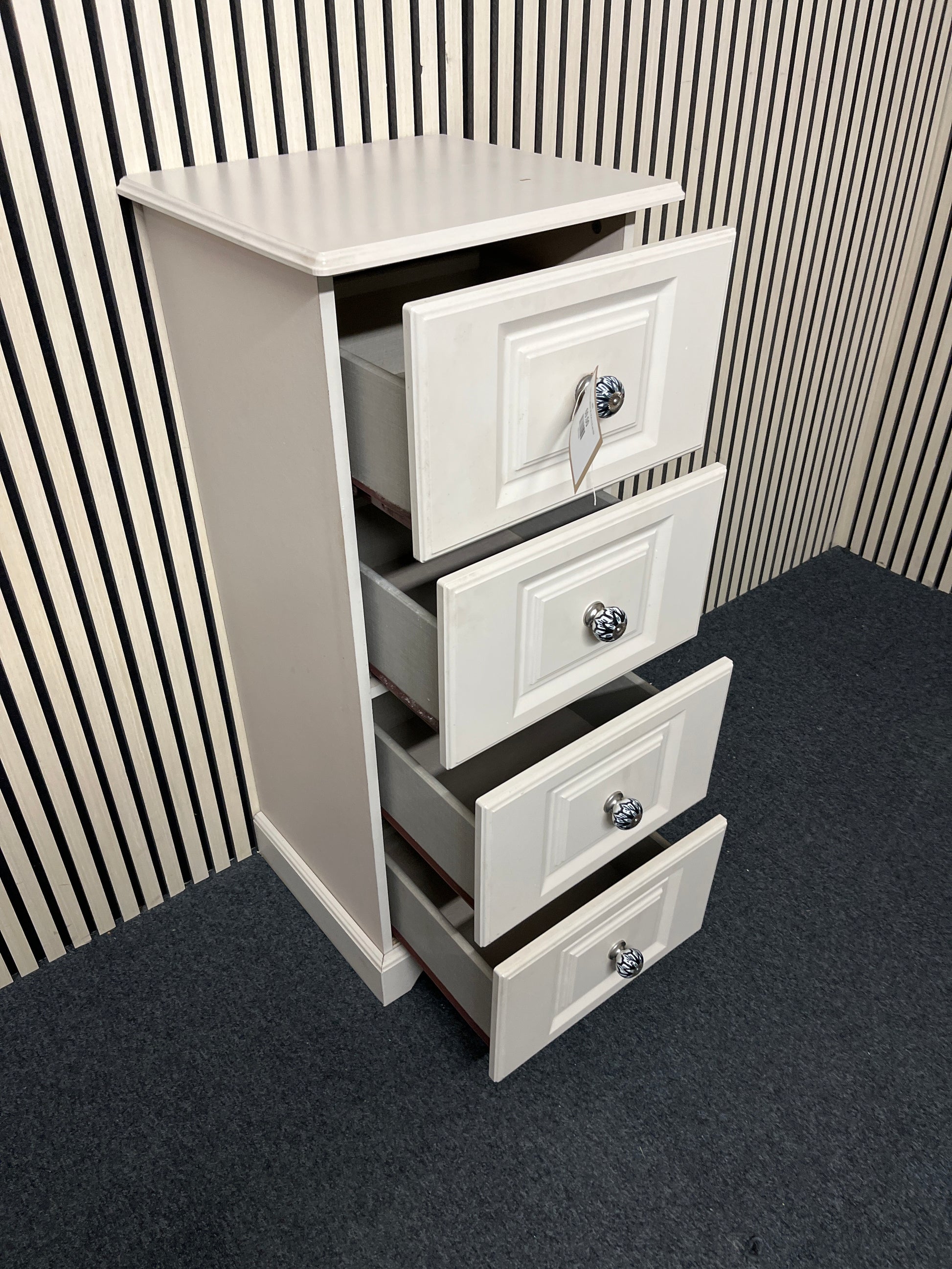 Cream laminate tallboy(H 108 x W 45 x D 42 cm) 3325