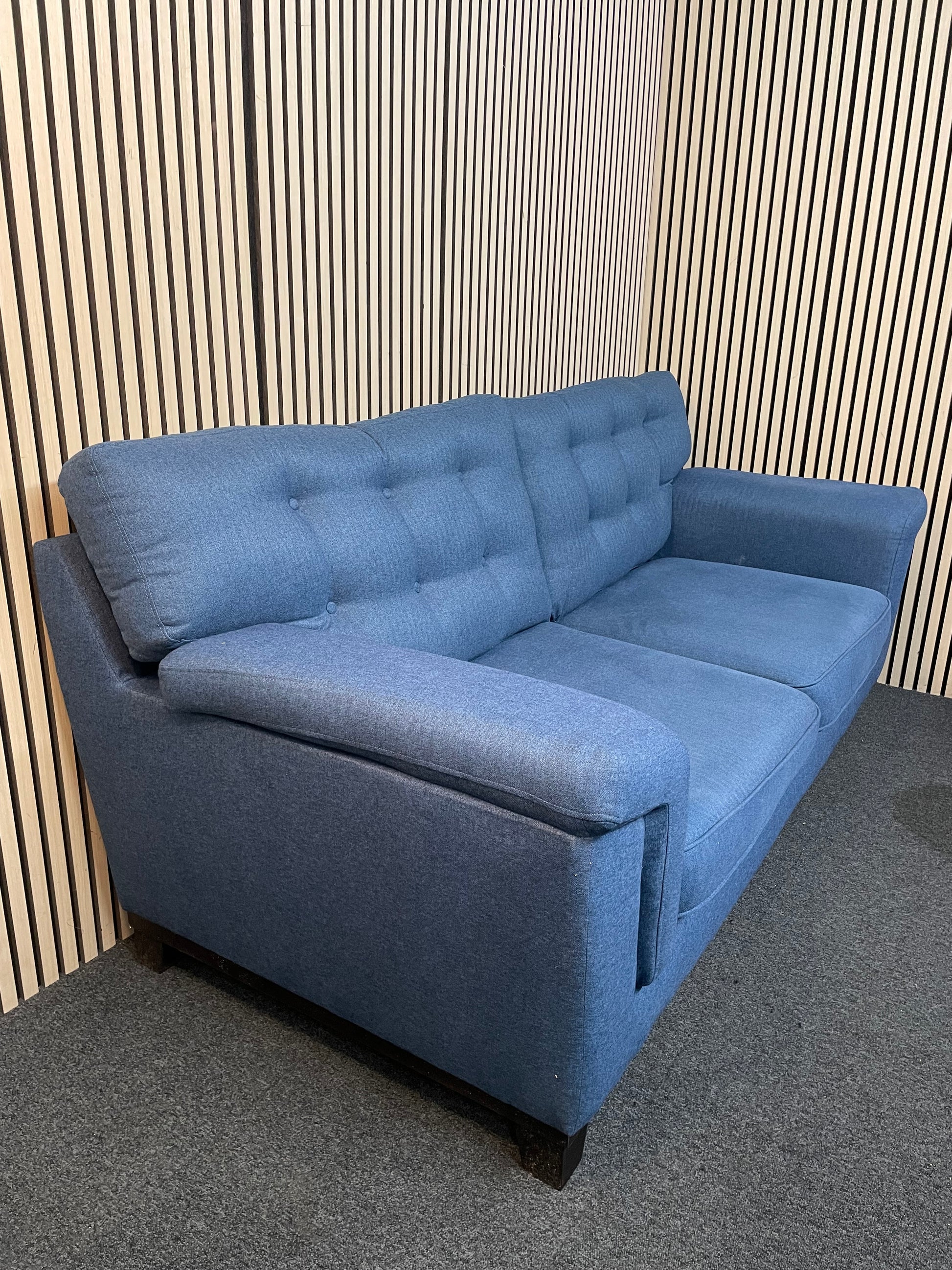 3+2 dark royal blue fabric sofa suite (Widths: 190 and 210 cm, depth: 100 cm each) 1126