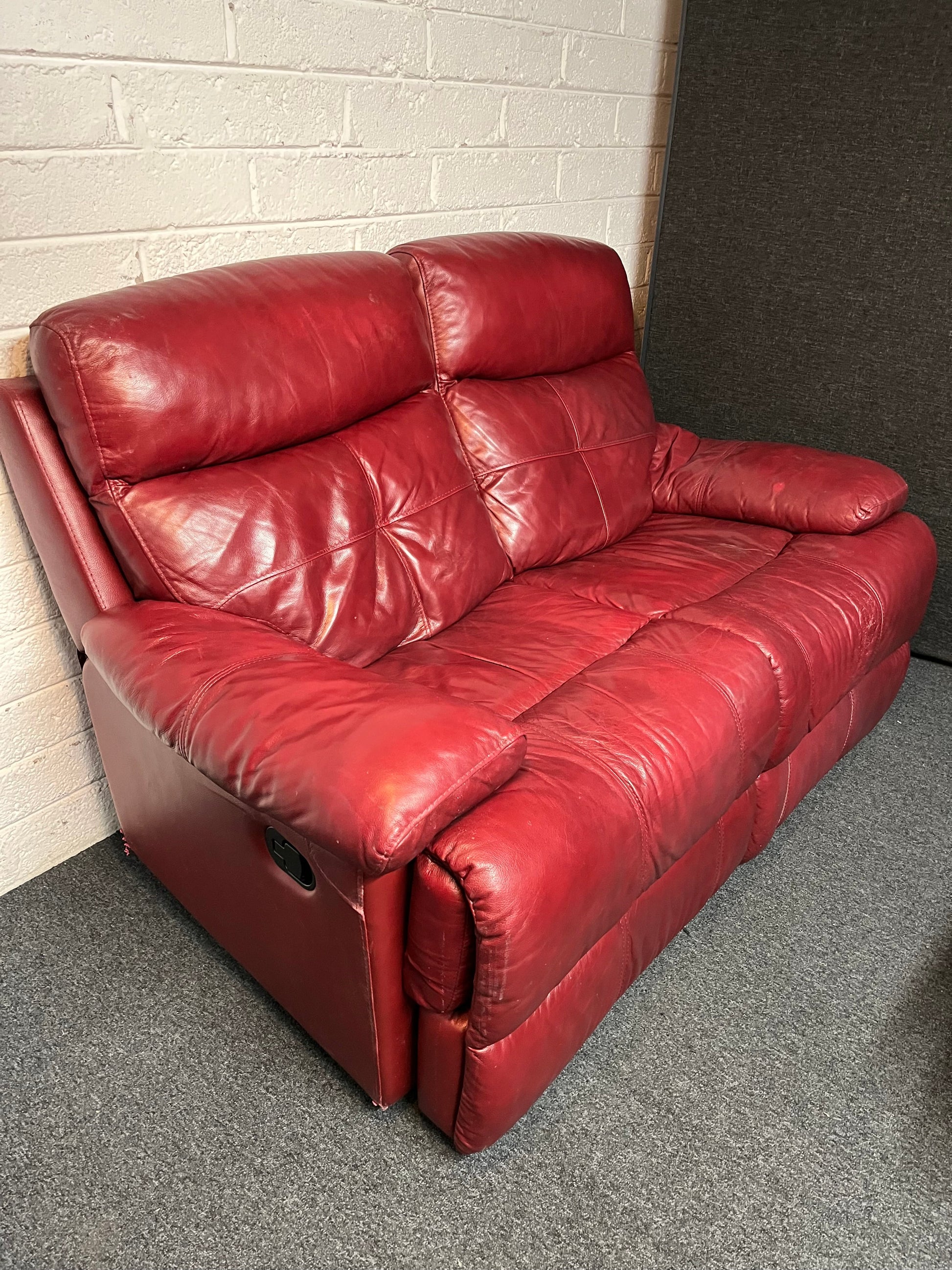 2+1 real wine leather recliner sofa suite 2225
