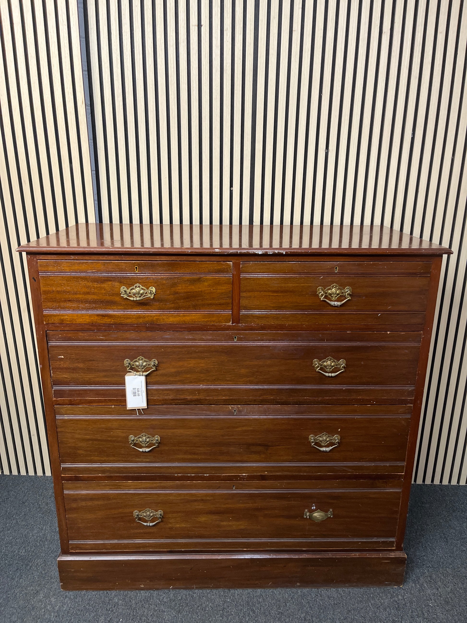 Antique mahogany 3+2 tall chest of drawers (H 121 x W 122 x D 58 cm) 2425