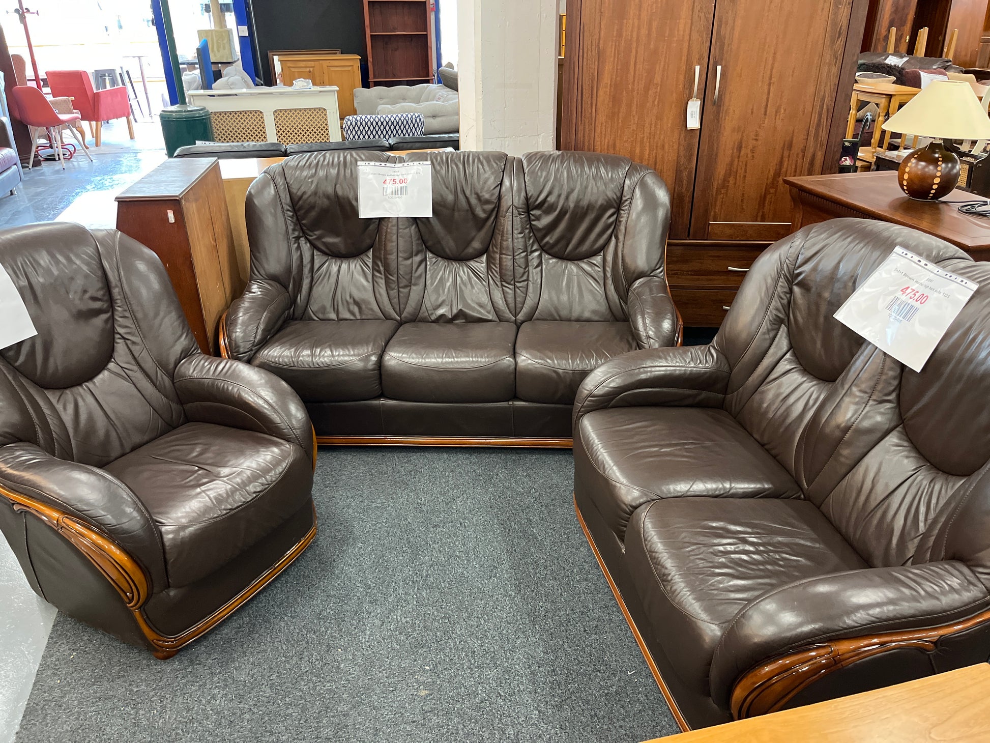3+2+1 Brown leather high back suite  1225