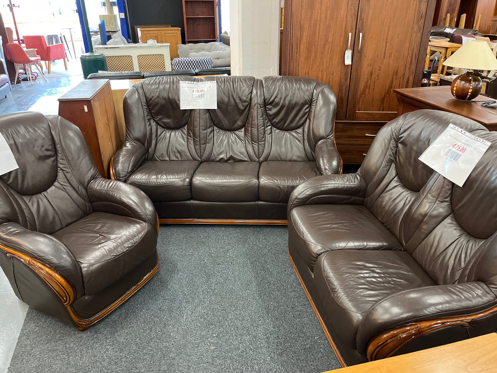 3+2+1 Brown leather high back suite  1225