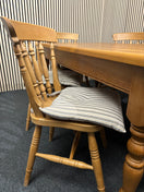 Switch Solid farmhouse pine ractangular table with 4 no. matching chairs and 2 no. carvers 2 image