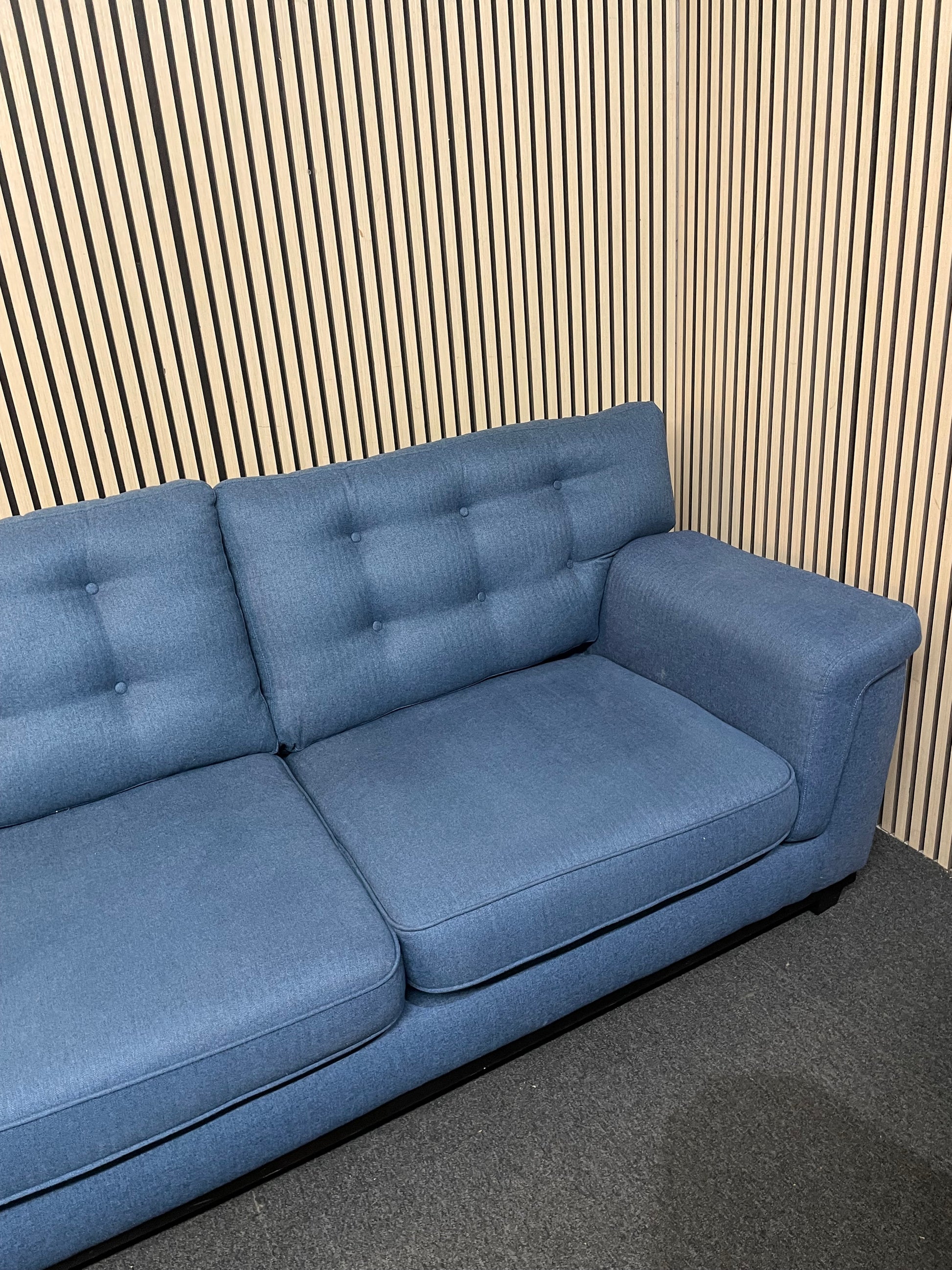 3+2 dark royal blue fabric sofa suite (Widths: 190 and 210 cm, depth: 100 cm each) 1126