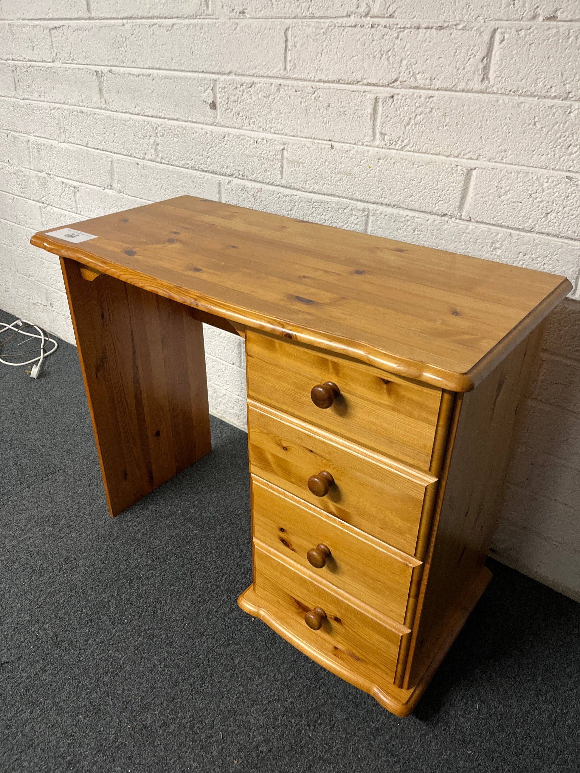 Solid pine 3 drawer bedroom desk, dresser, scratch top  1225