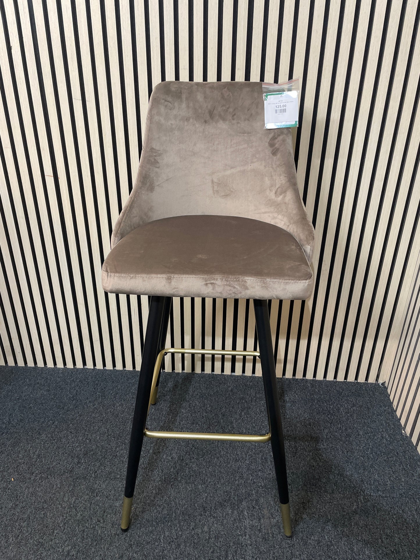 NEW Tuscany tall bar stool cw back (GREY fabric)