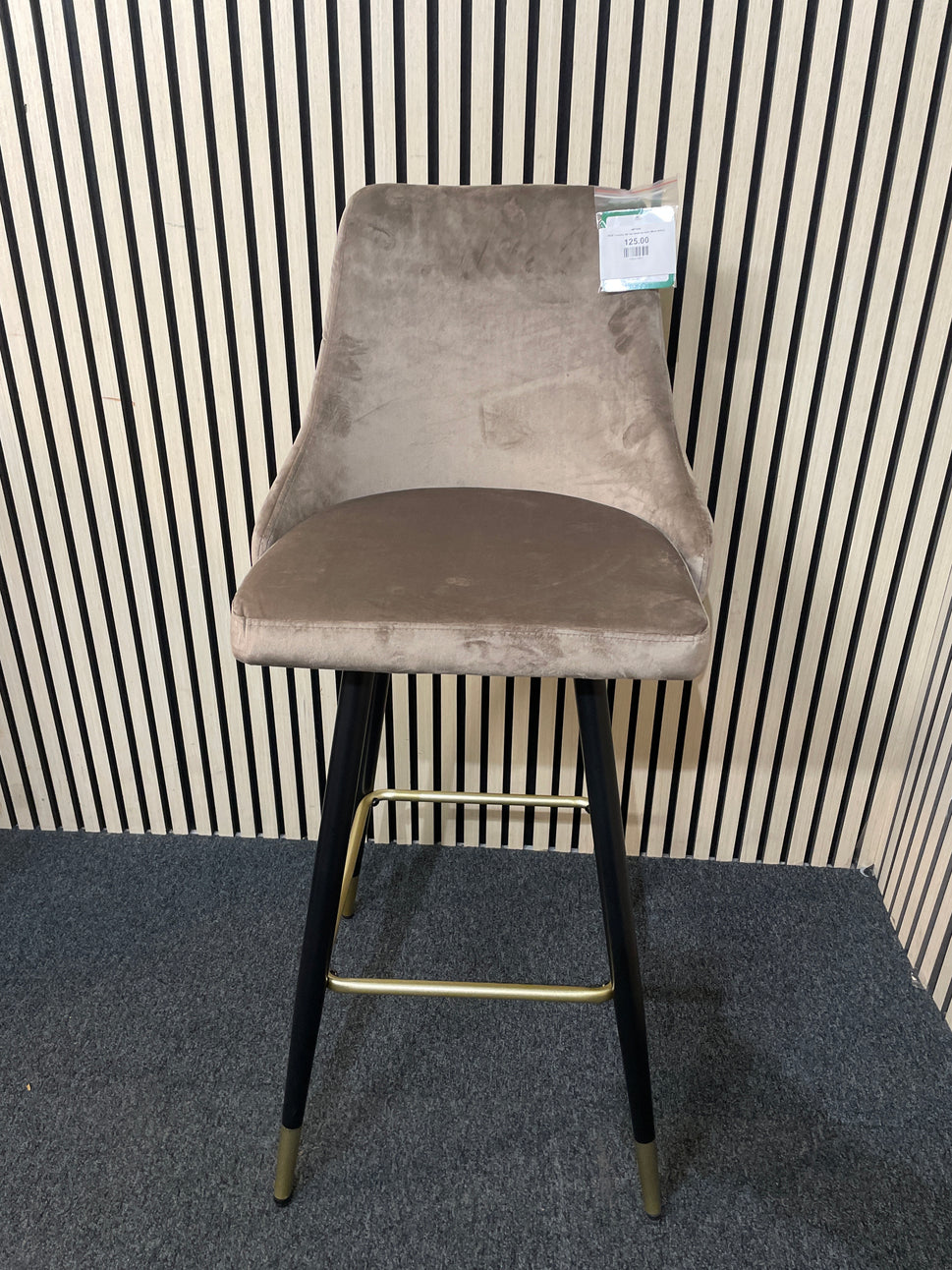 NEW Tuscany tall bar stool cw back (GREY fabric)
