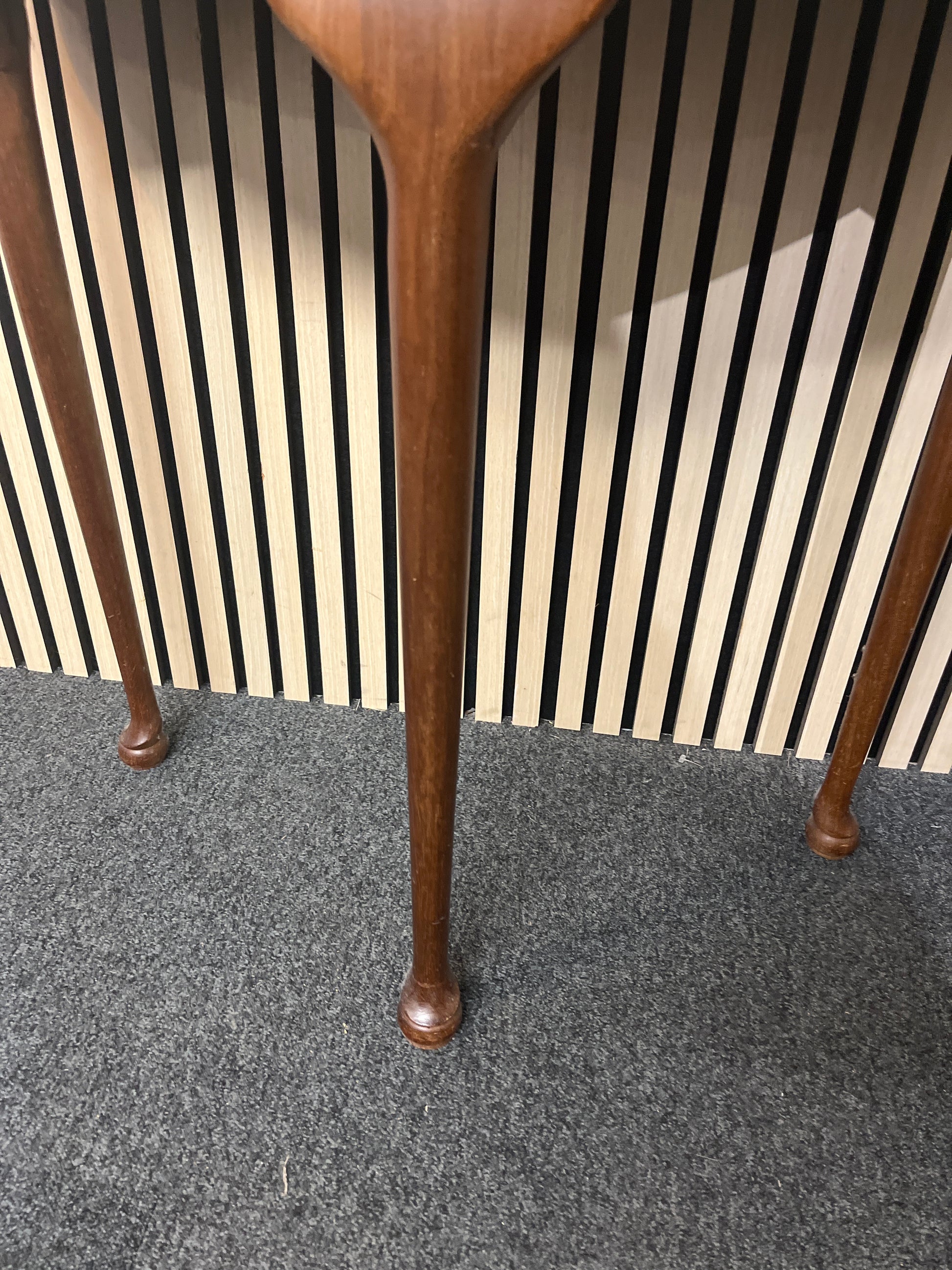Mahogany half moon hall table with upstand, heat mark on top 3325