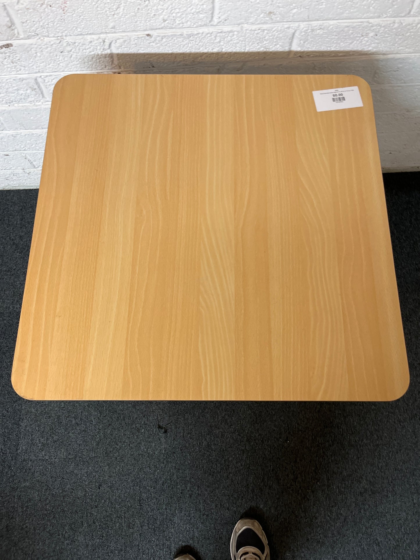 Beech laminate square table (H 74 x W 70 x D 70 cm ) 1325