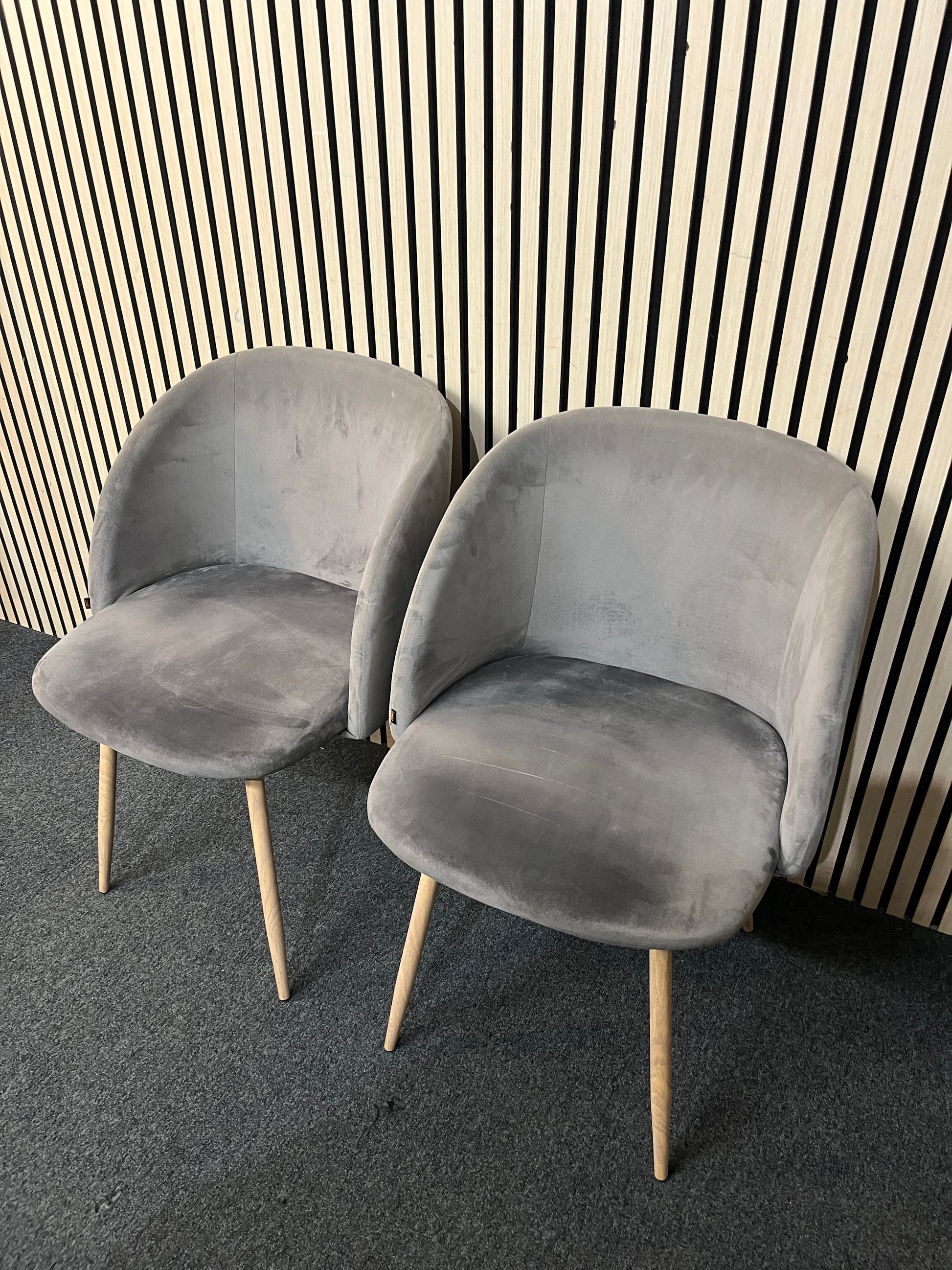 Grey velour fabric club dining chair (SET OF 2) 3126