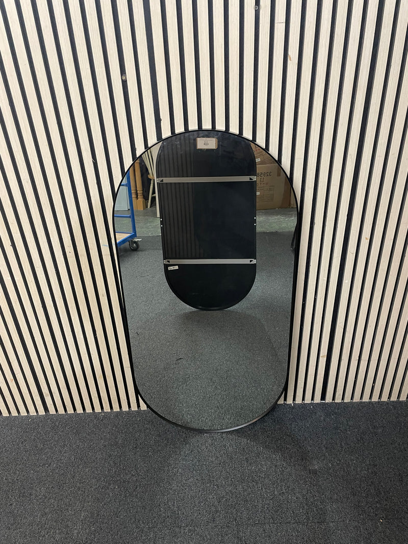 Full length curved mirror with black metal edging (H 120 x 60 cm)  44603