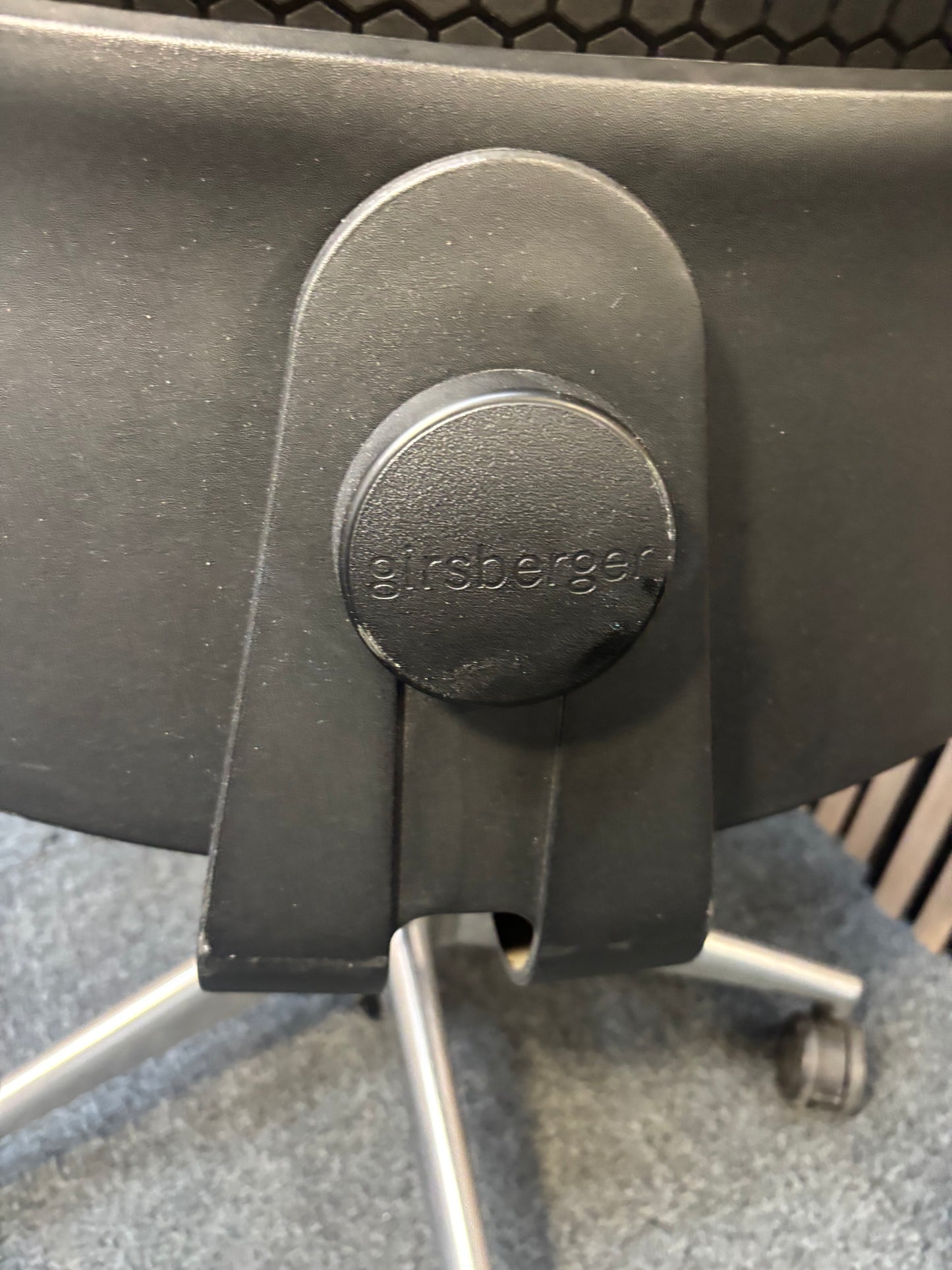 Girsberger high back brown leather multifunction swivel chair with adjustable arms and back rake with polished metal base on castors   J3910
