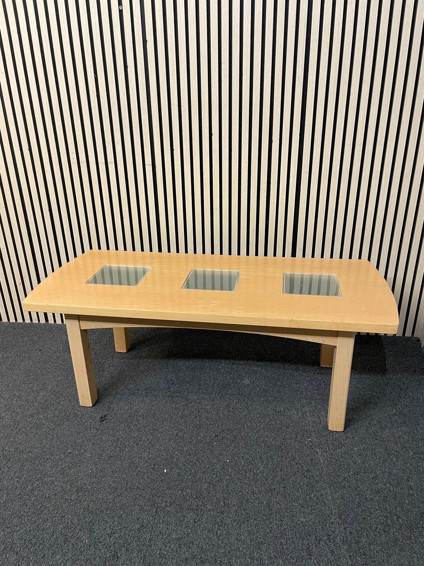 Beech coffee table with glass inserts  43846