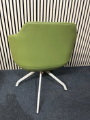 Switch Olive green leatherette reception club chair with padded cushion and white spider swivel base 1425 3 image