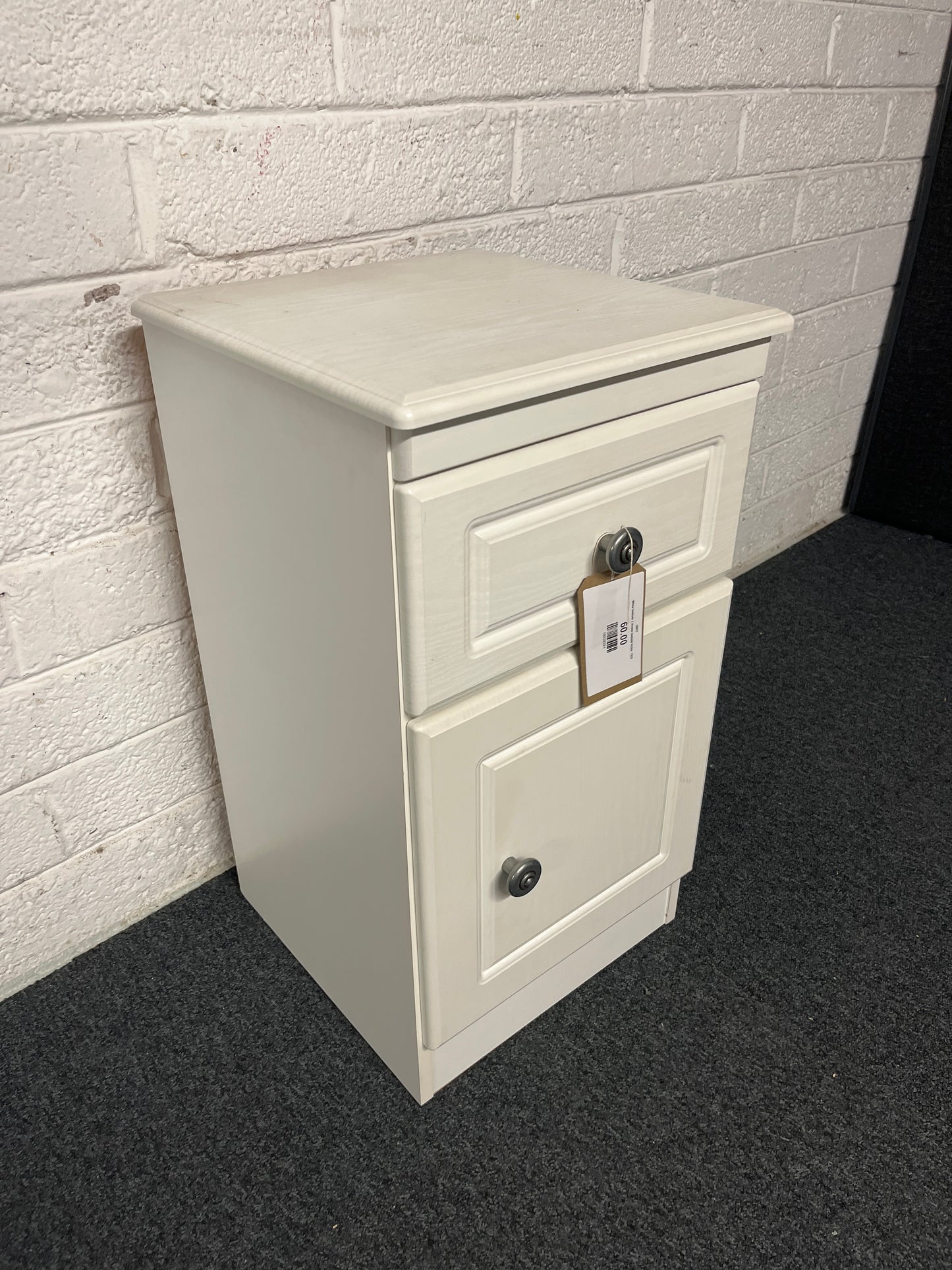 White laminate 2 drawer bedside locker  1225