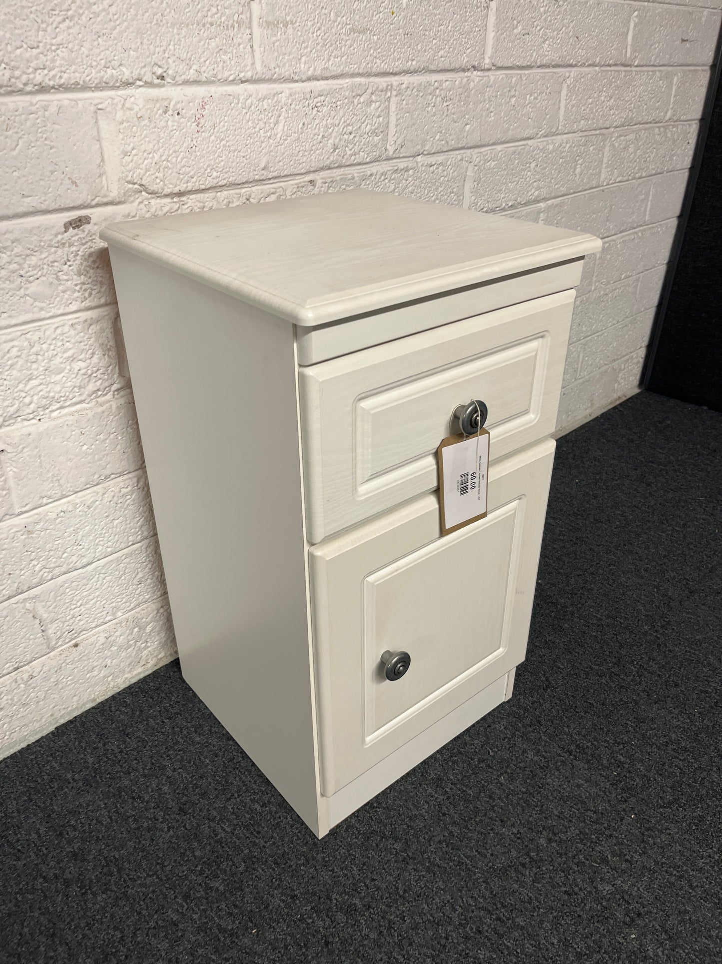 White laminate 2 drawer bedside locker  1225
