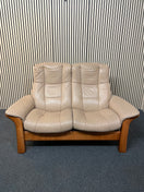 Switch Cream leather 2 seater recliner with wood frame (Width 150 cm) 1126 2 image