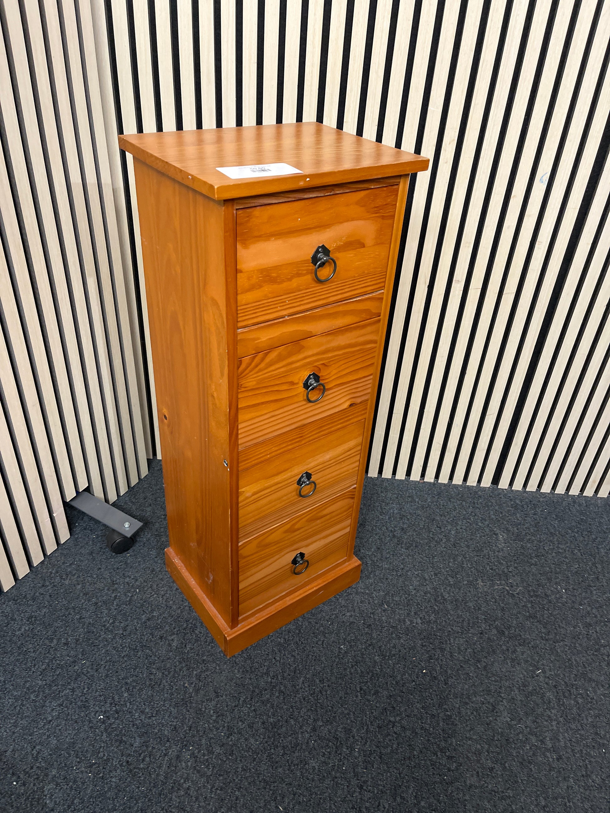Pine slim 4 high bedside locker 1226