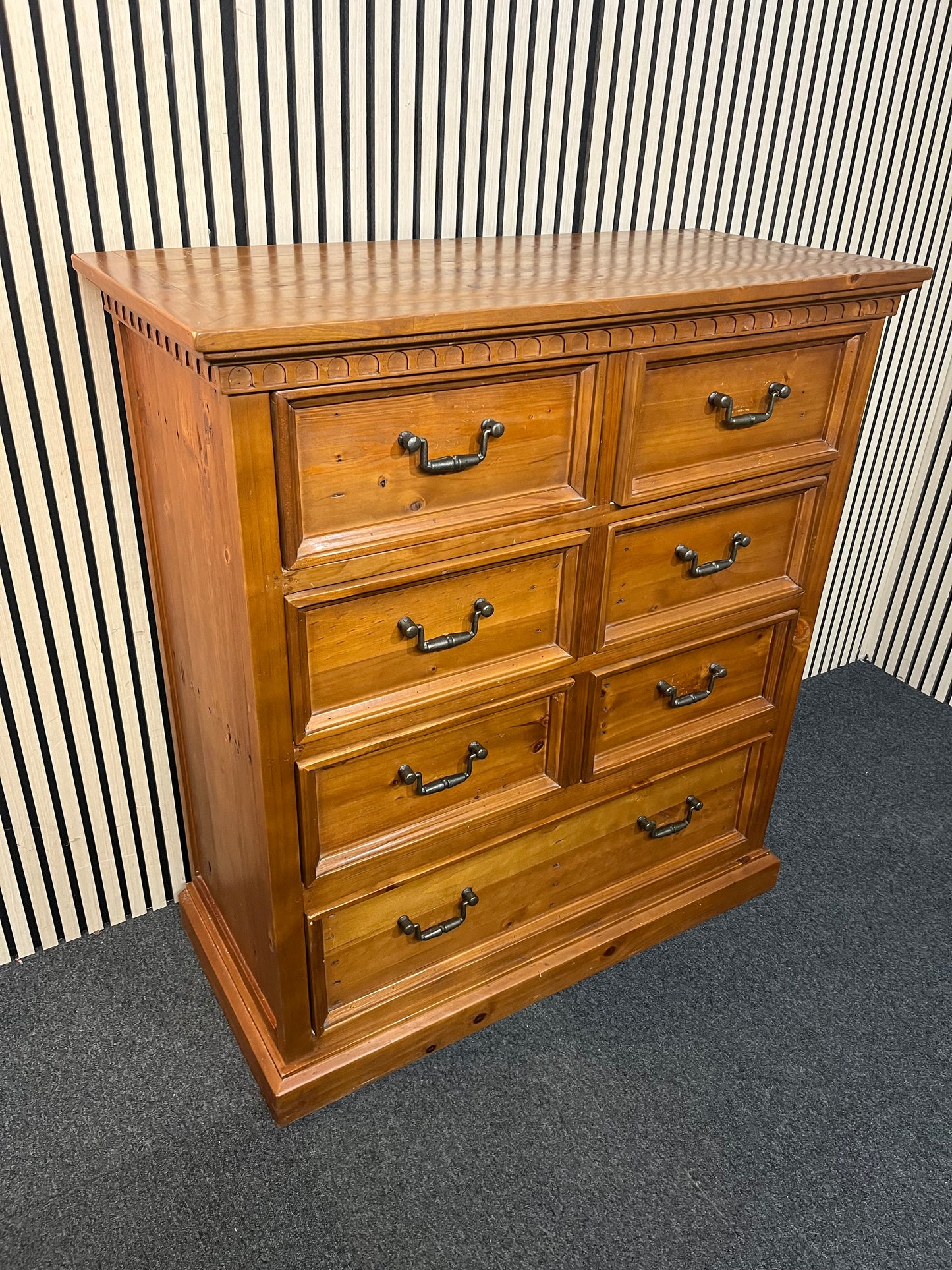 Solid natural pine 2+2+2+1 large chest of drawers (H 120 x W 110 x D 50 cm) 2425