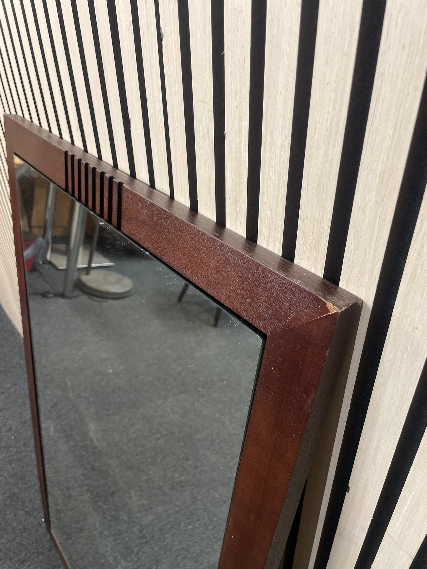 Large solid dark wood framed mirror (70 x 110 cm) 3126