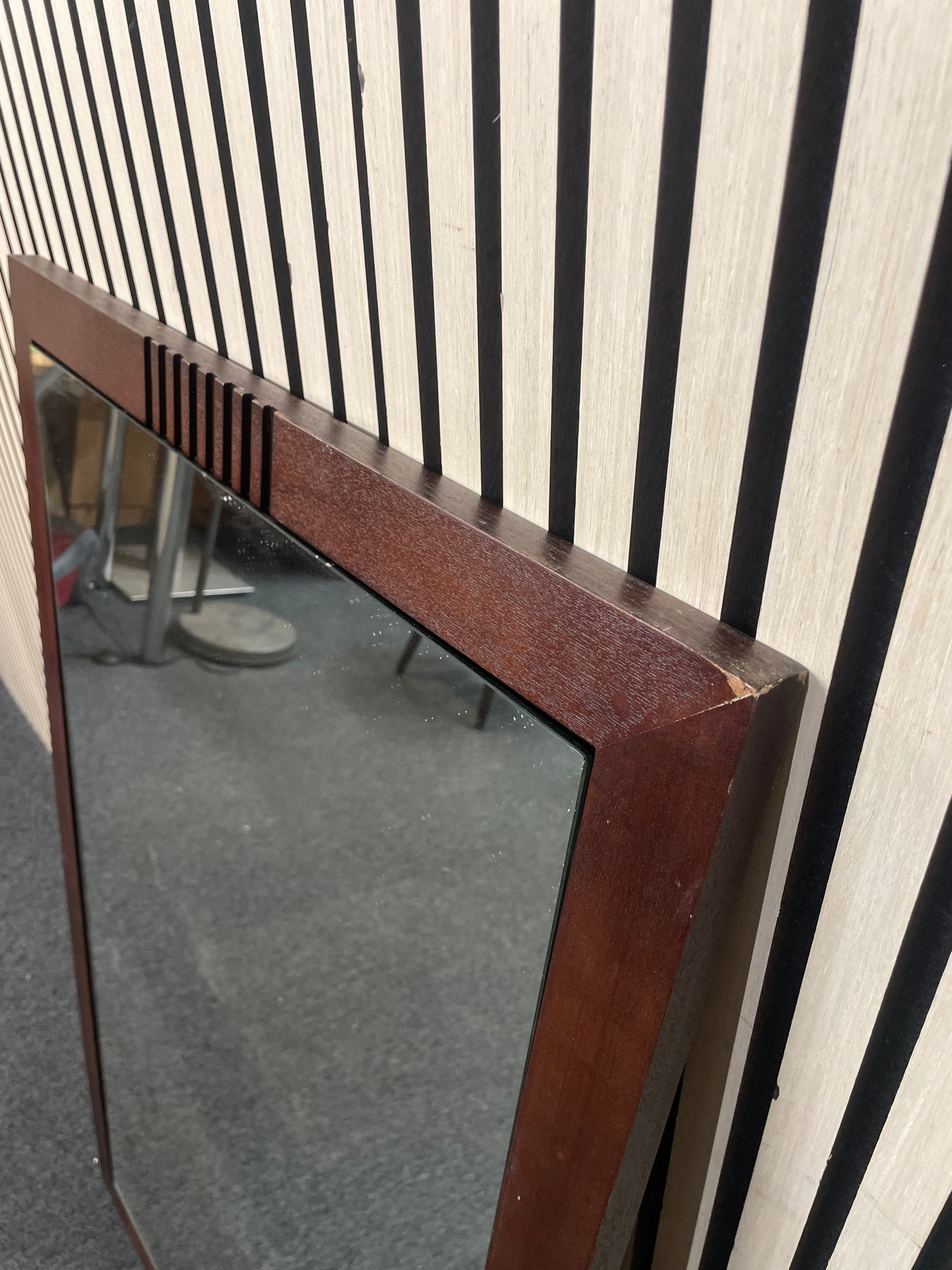Large solid dark wood framed mirror (70 x 110 cm) 3126