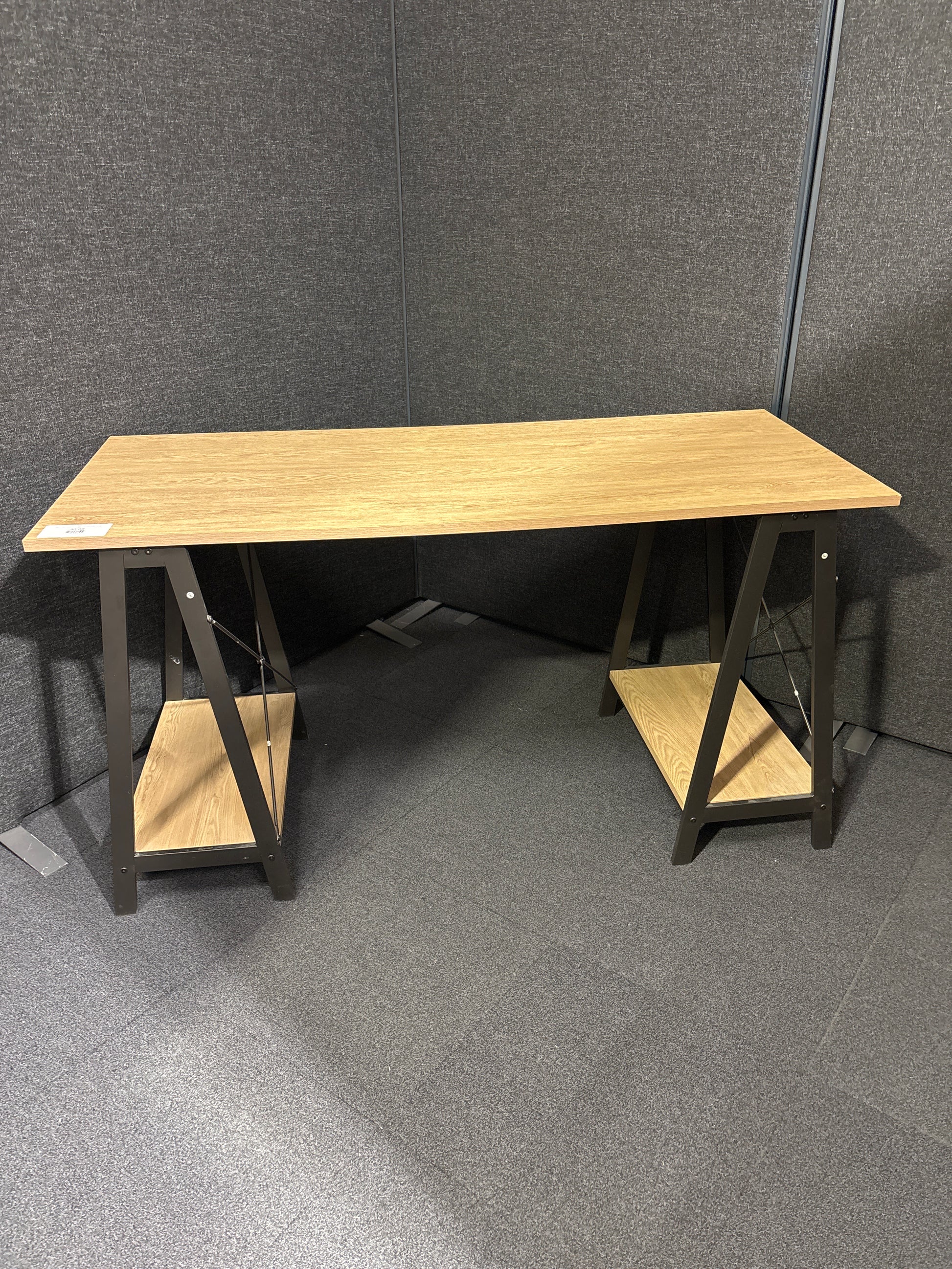 Black metal framed study desk with underneath storage 1325