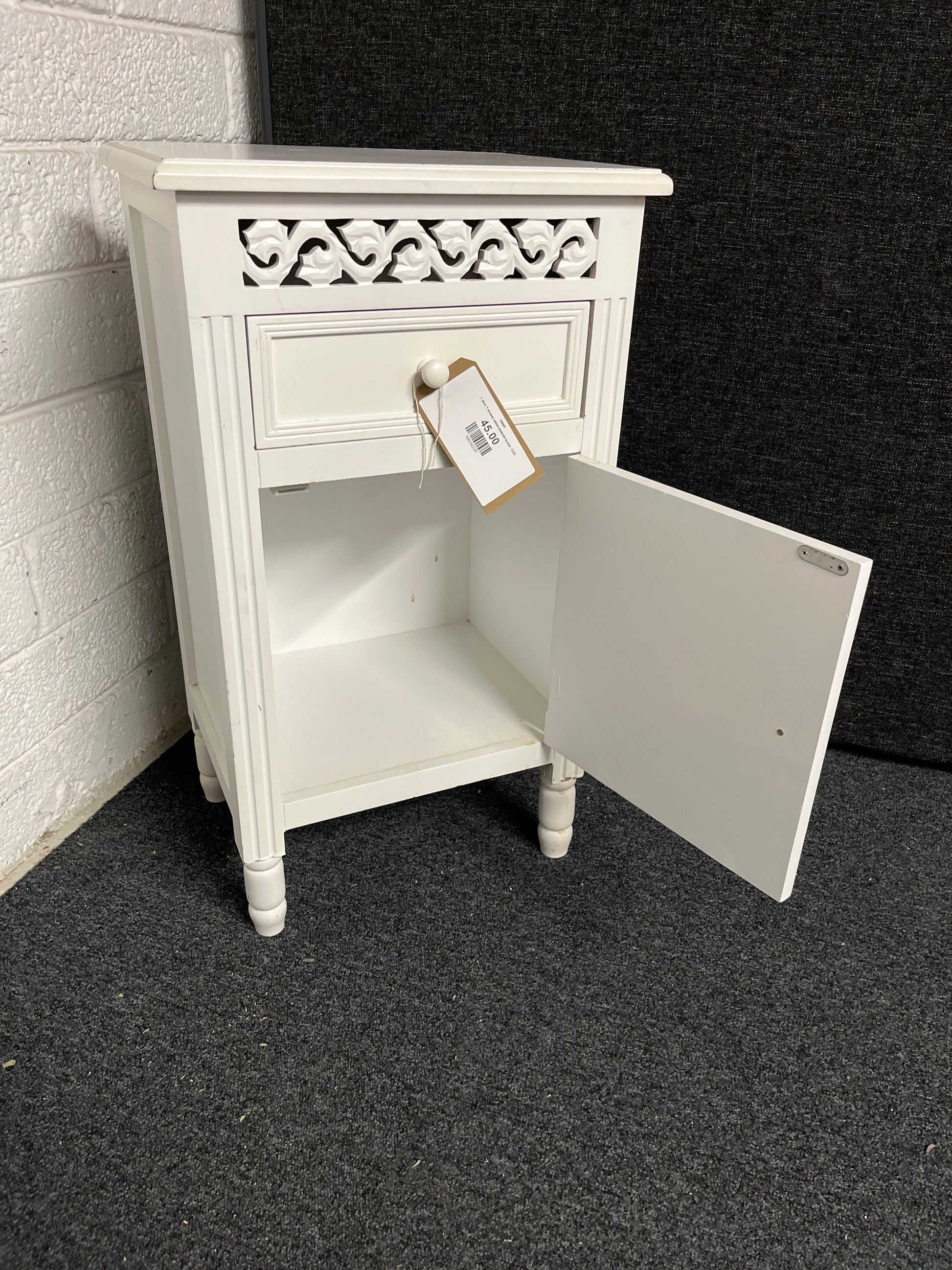 1 door 1 drawer white bedside locker  1225