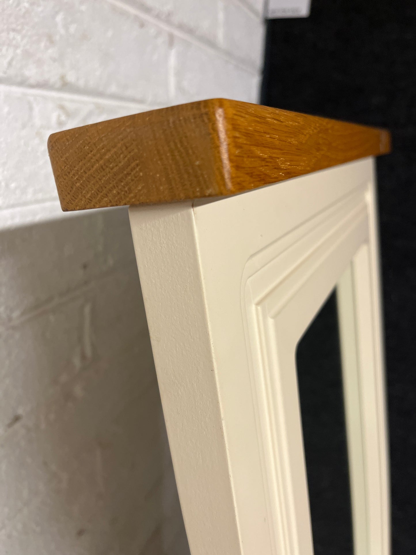 Cream and solid pine freestanding rectangular floor mirror  1225