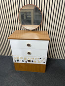 Switch Teak and white laminate small 3 drawer chest with mirror 2425 2 image