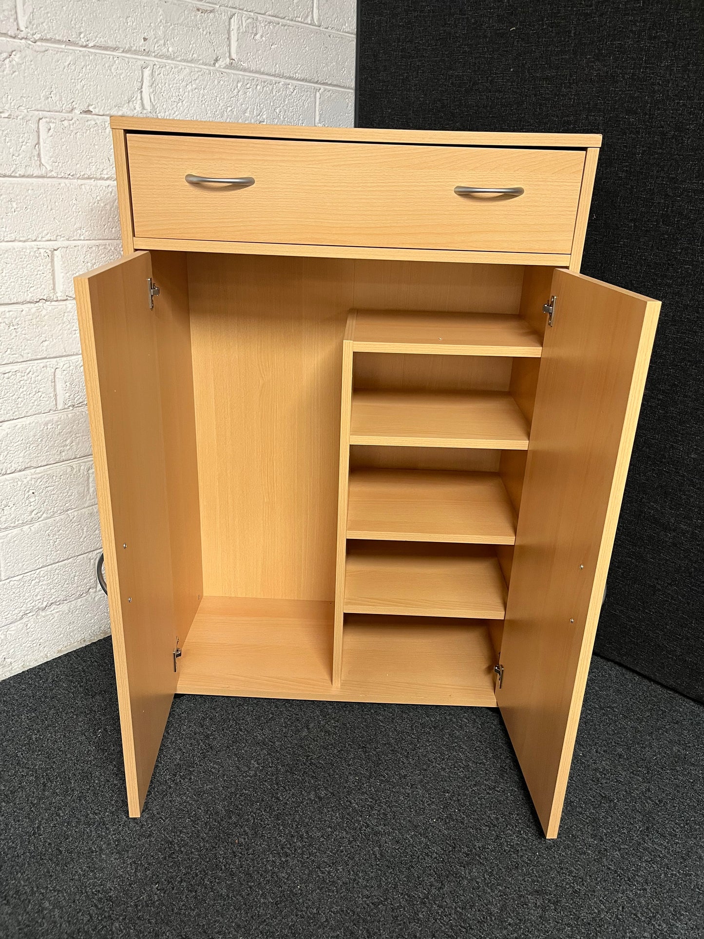 Beech laminate storage unit WITH BASE DRAWER (H 1160 x W 790 xD 390 mm) 1225