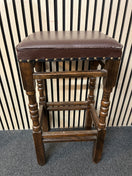 Switch Tall solid wood bar stool with brown leatherette seat top 2425 2 image